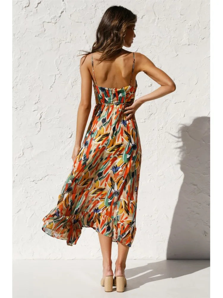Abstract Floral Midi Dress