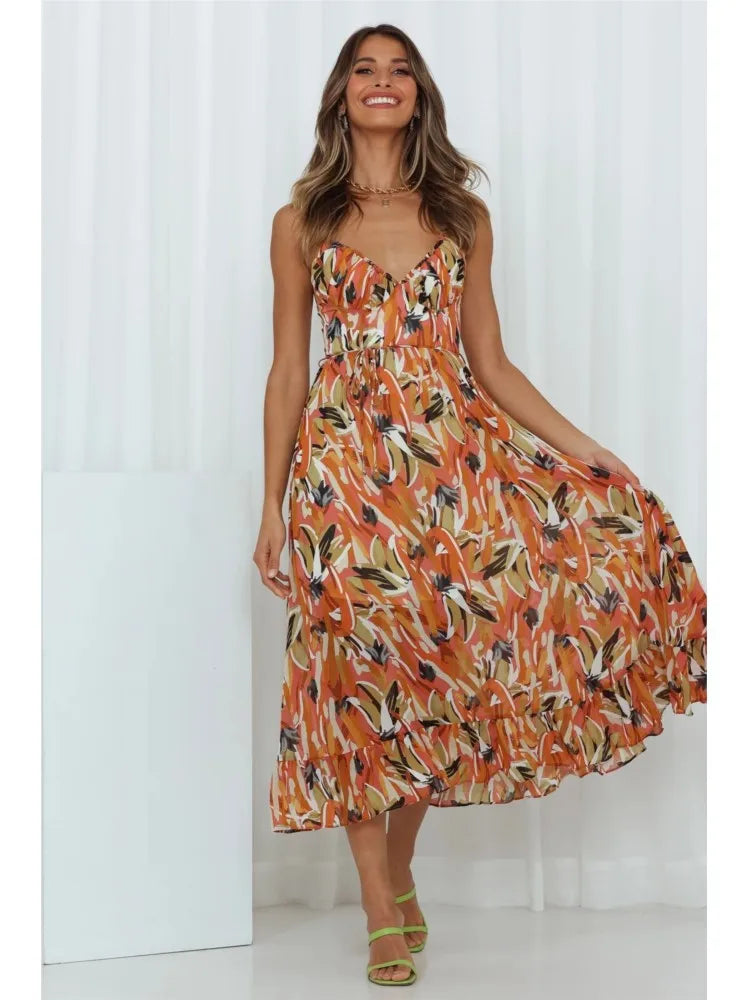 Abstract Floral Midi Dress