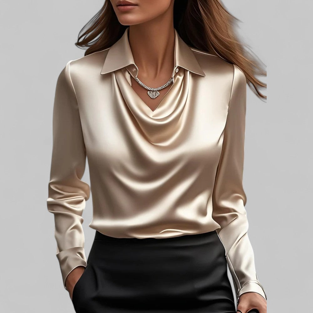 Cowl Neck Long Sleeve Blouse
