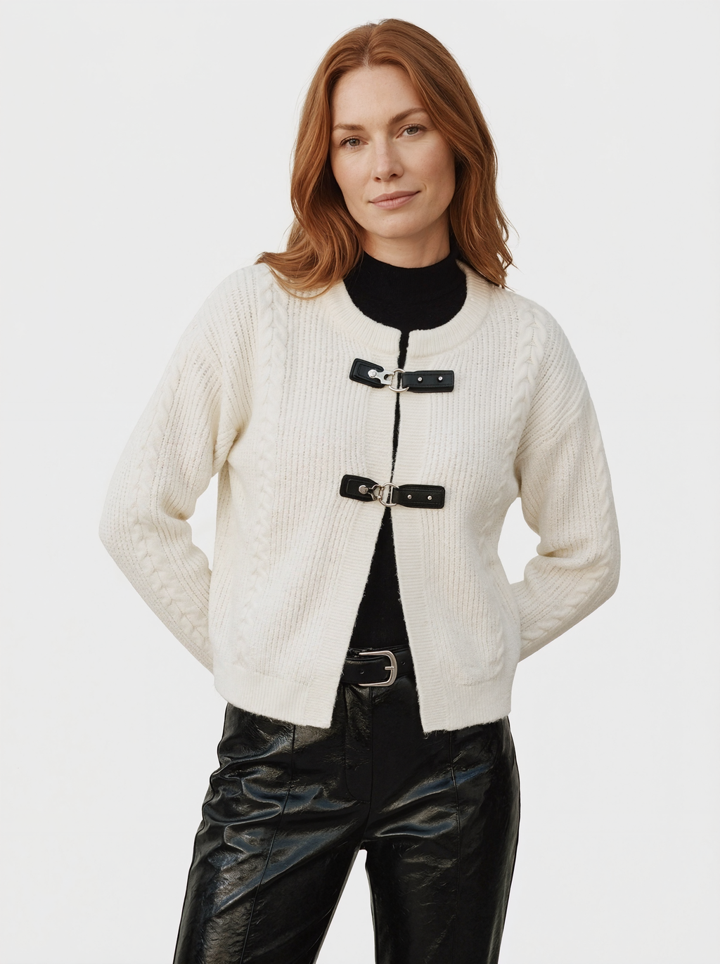 Cropped Cable Knit Cardigan