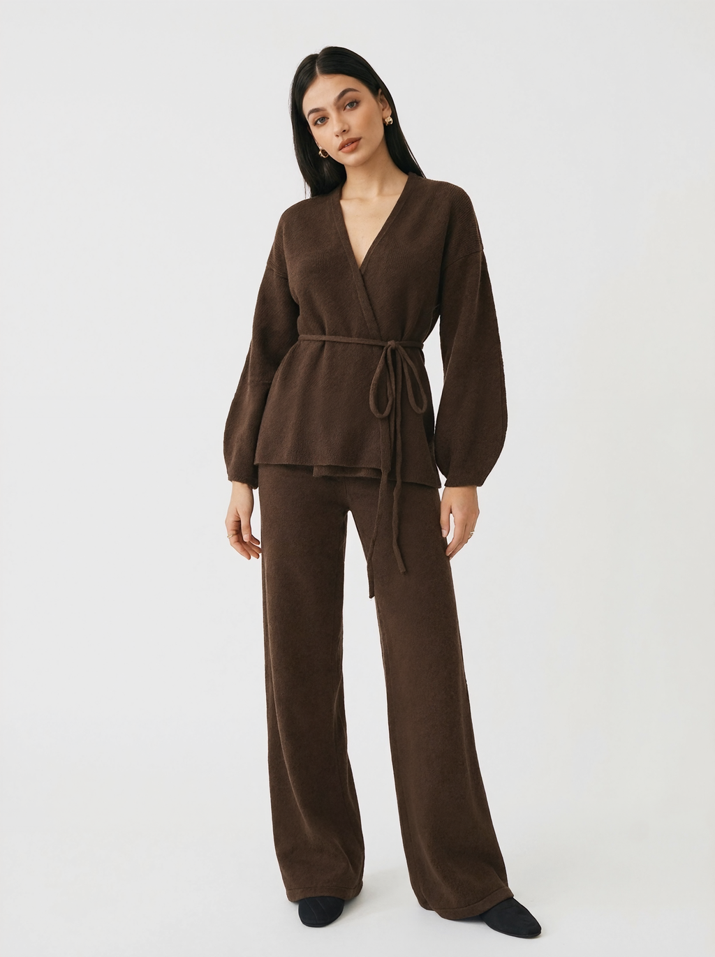 Relaxed Wrap Sweater Pants Set