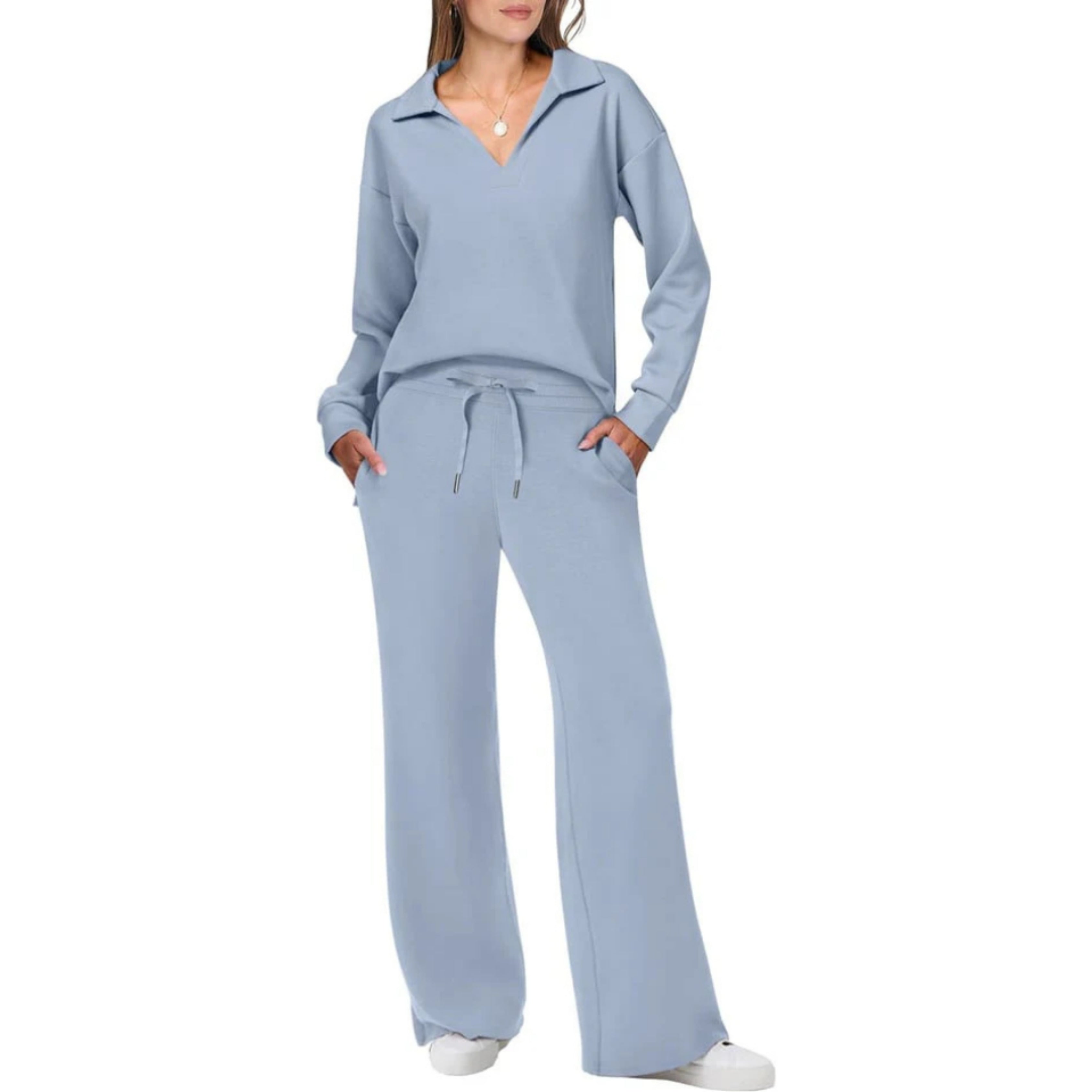 Soft Blue Relaxed Fit Loungewear Set