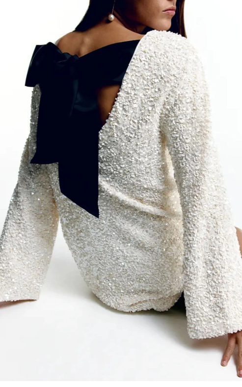 Sequin Long-Sleeve Mini Dress