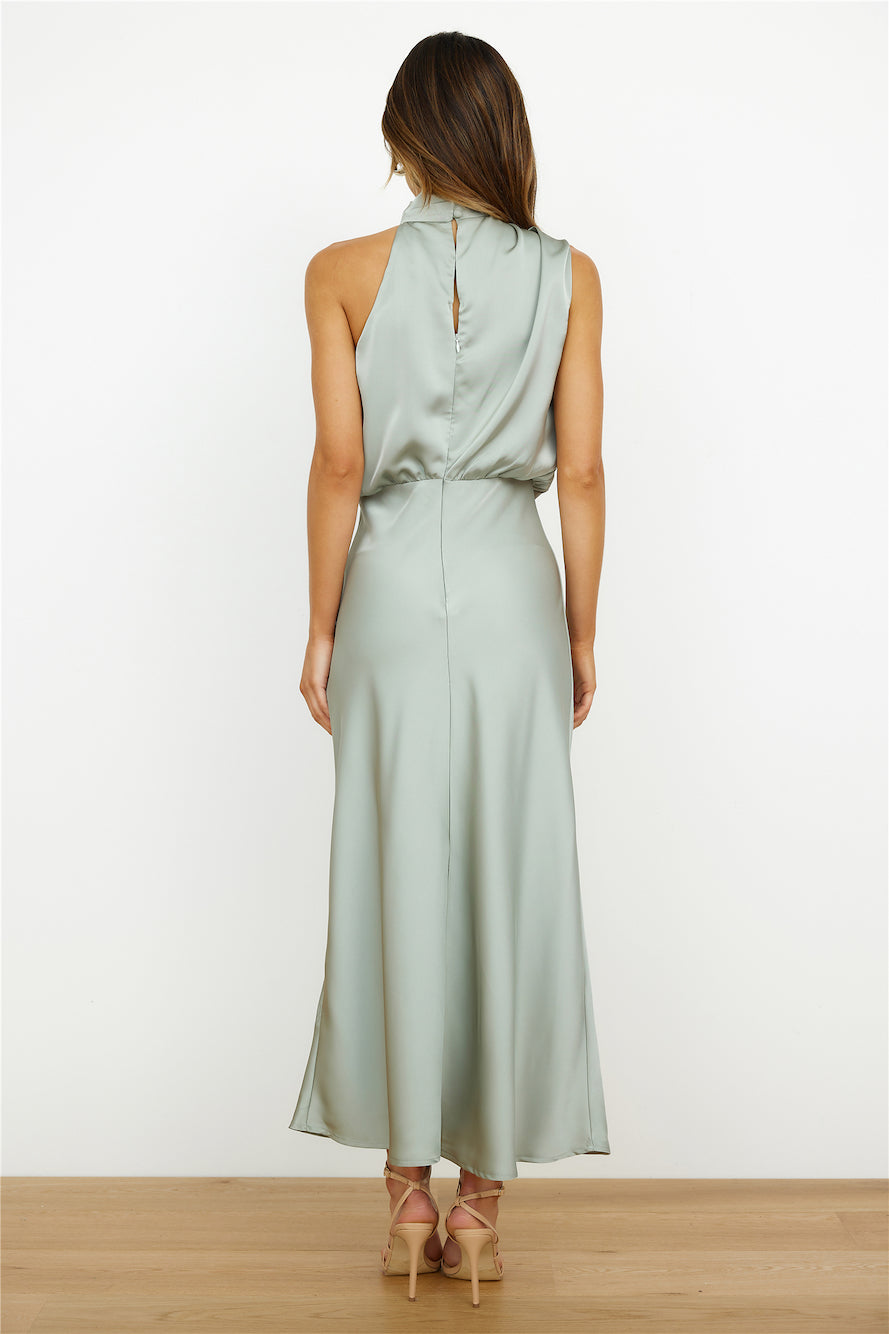 Satin Draped Maxi Dress