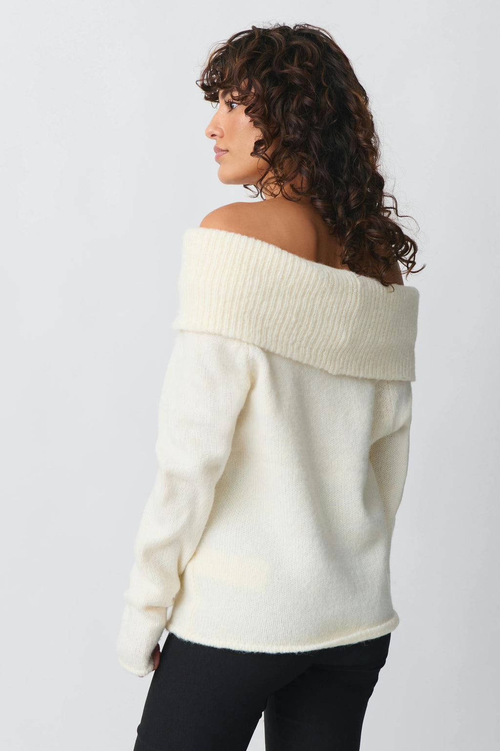 Relaxed Off-Shoulder Knit Sweater