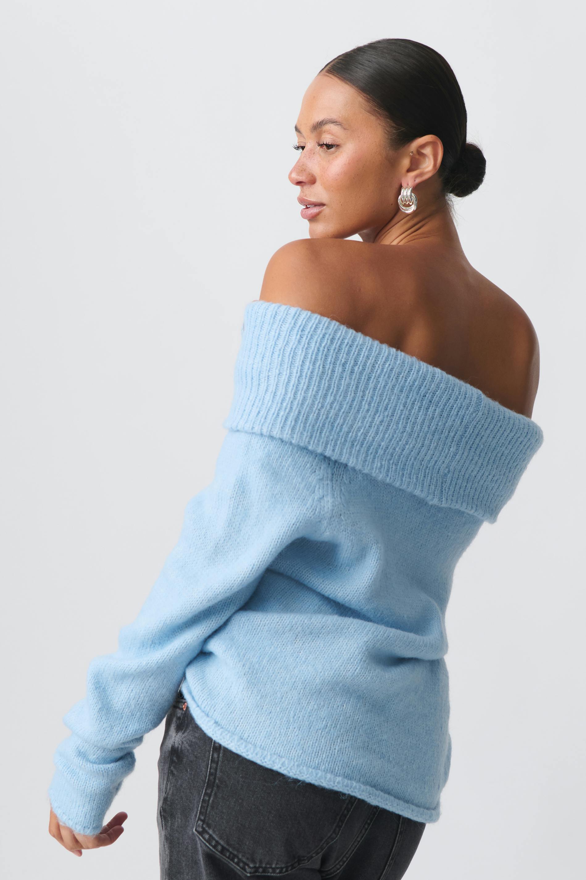 Relaxed Off-Shoulder Knit Sweater