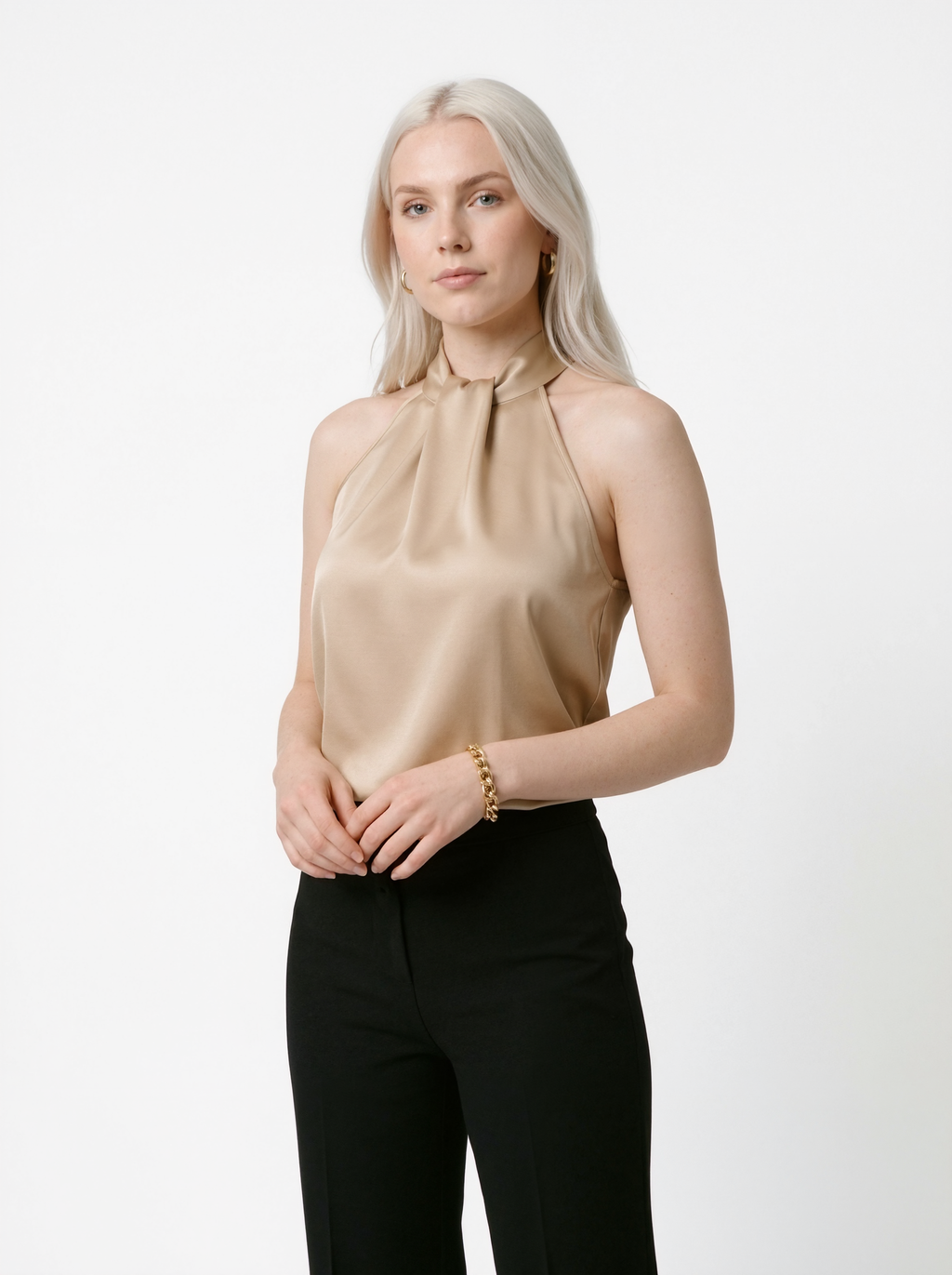 Ruched Draped Neck Blouse