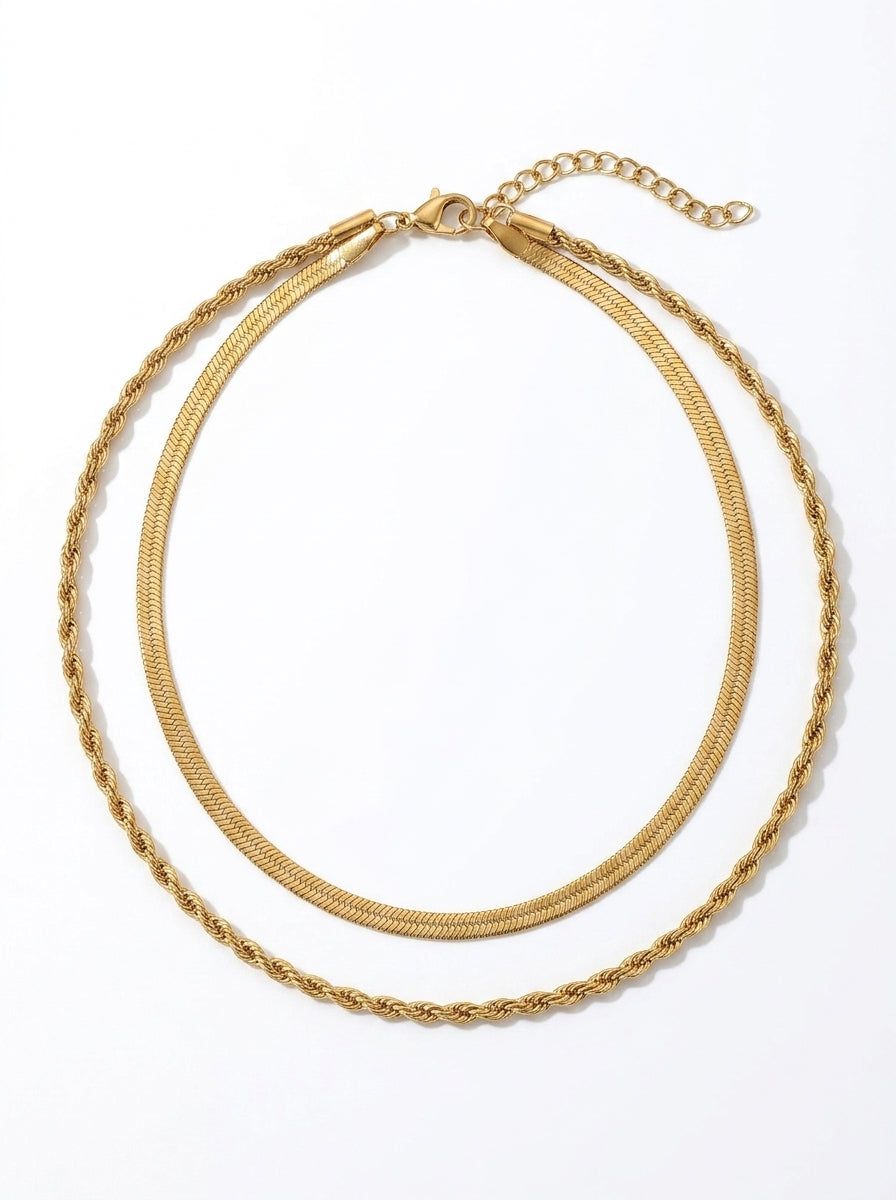 Minimalist Layered Gold Chain Necklace