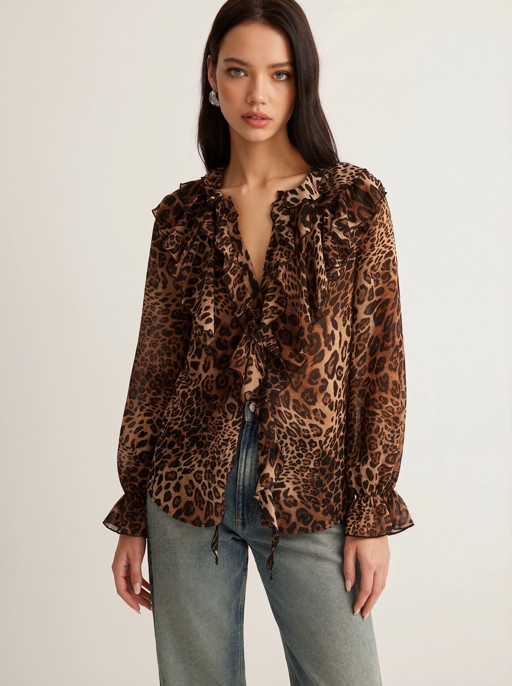 Leopard Ruffle Blouse