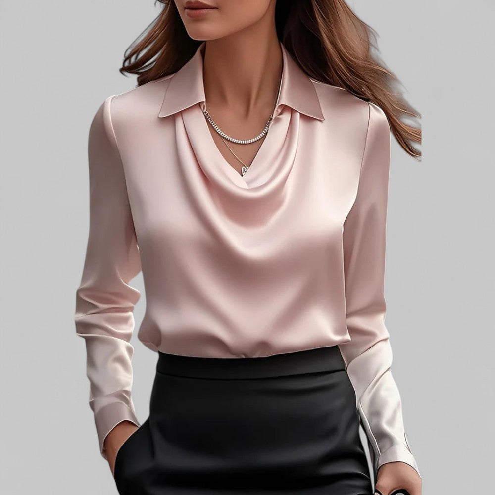 Cowl Neck Long Sleeve Blouse