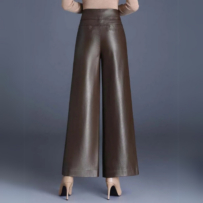 Faux Leather Wide Leg Trousers