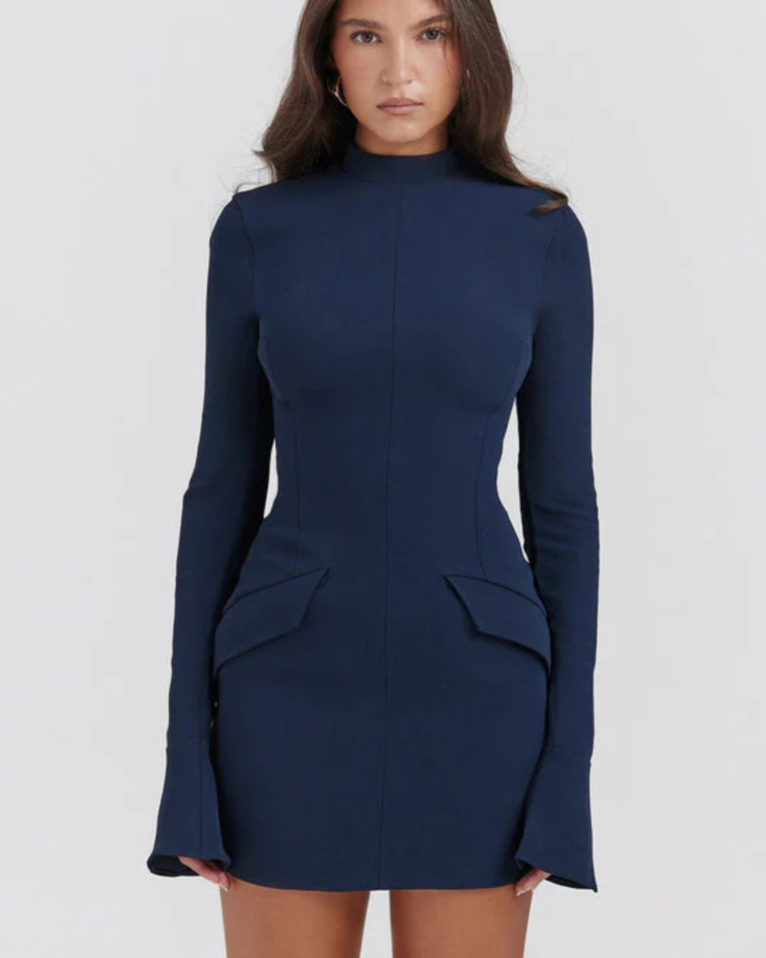 Black Mock Neck Mini Dress