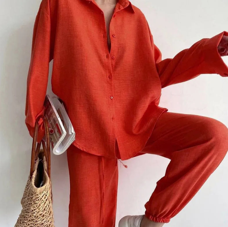 Oversized Linen Blend Set
