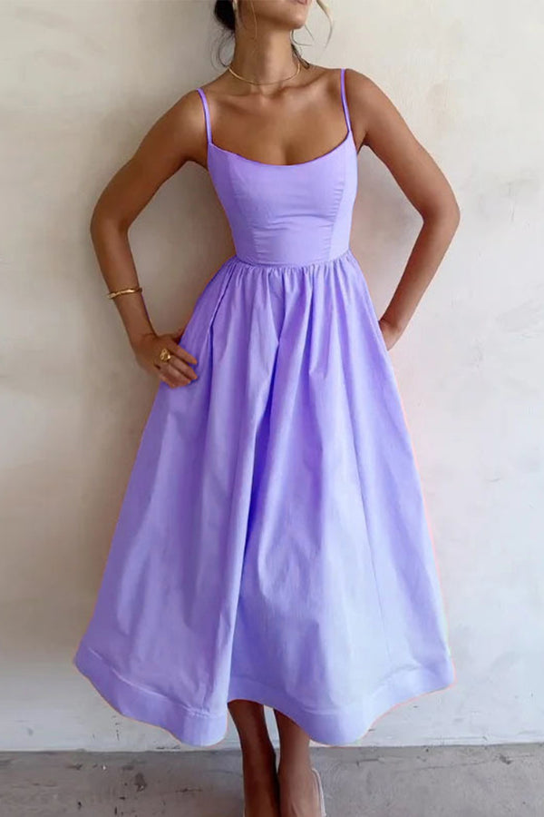 U-Neck Flared Midi Dress