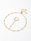Gold Beaded Hand Chain Bracelet