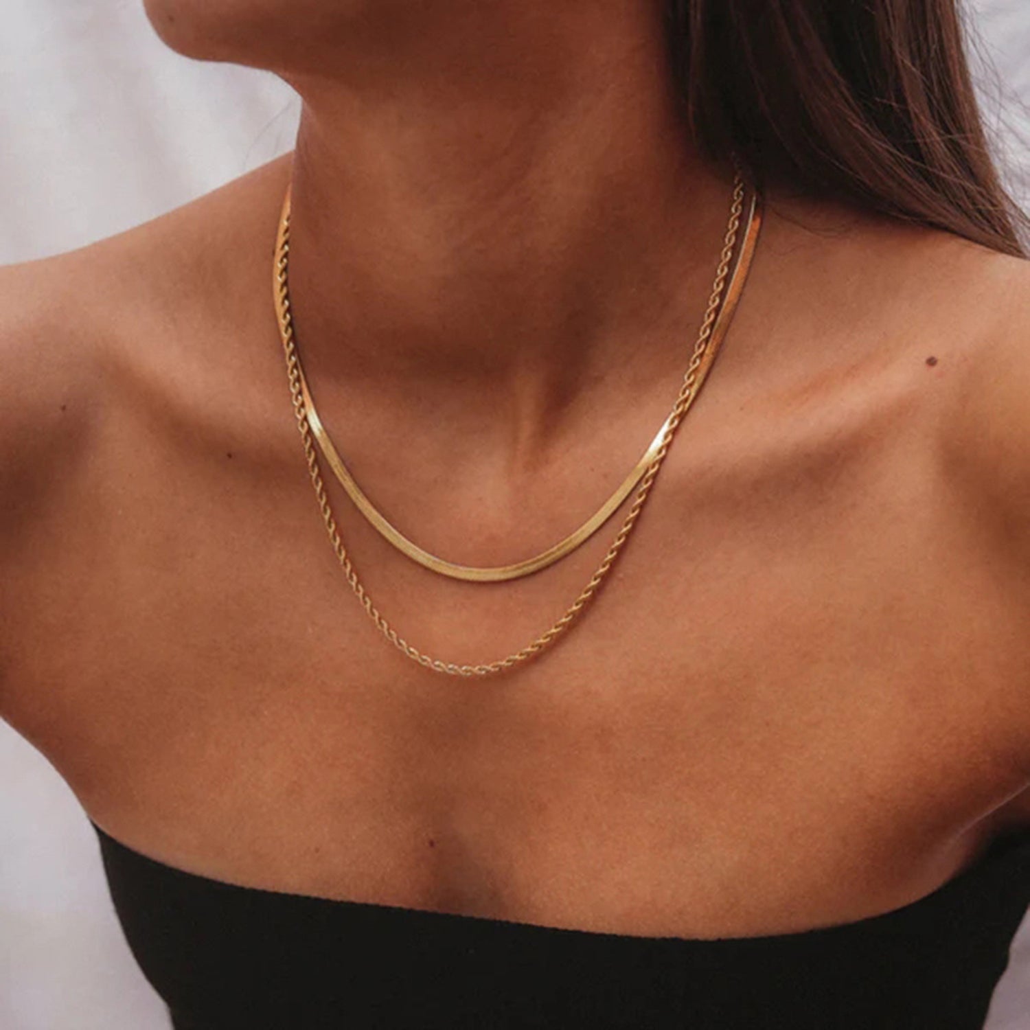 Minimalist Layered Gold Chain Necklace