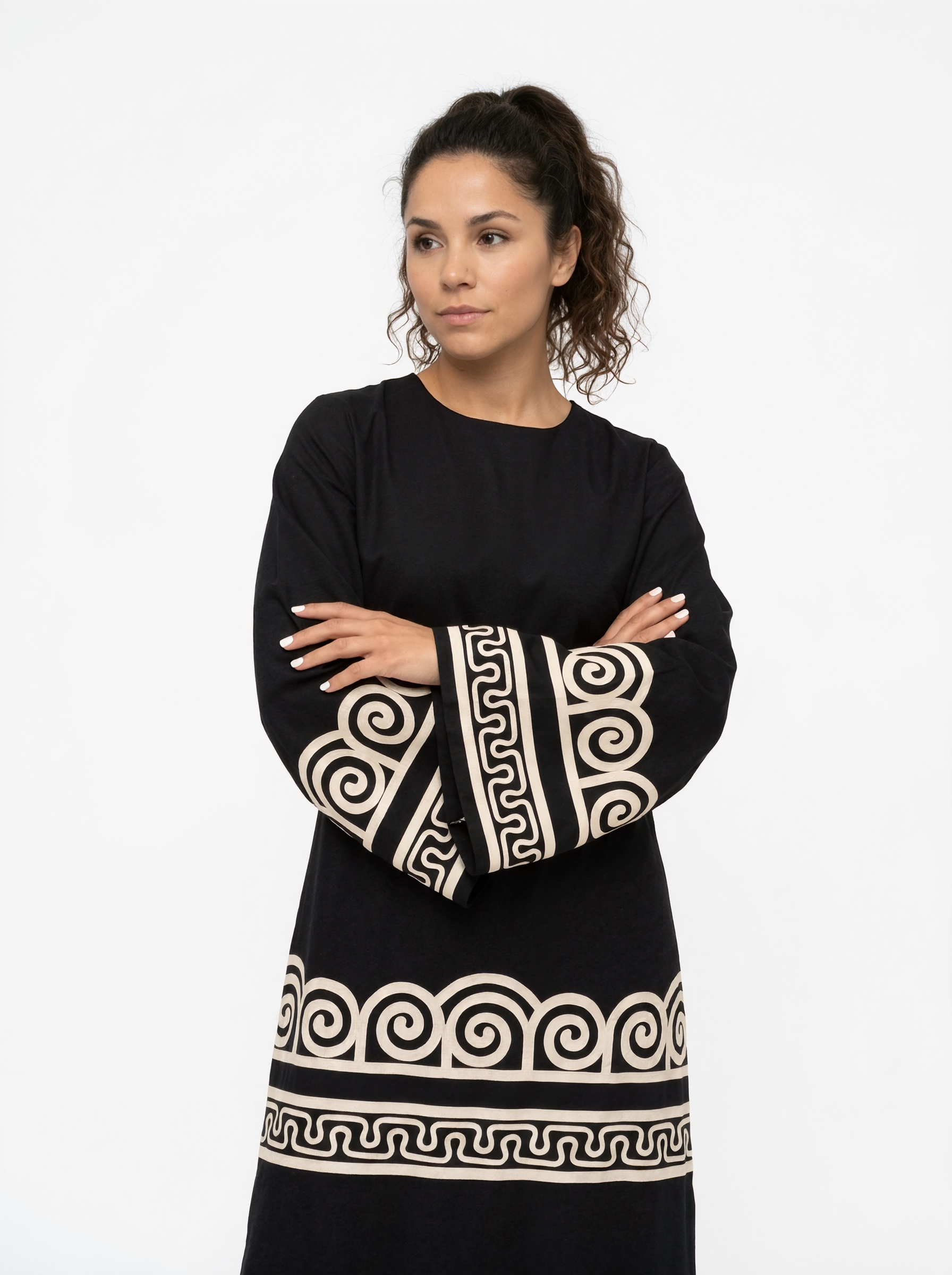 Embroidered Pattern Kaftan Dress