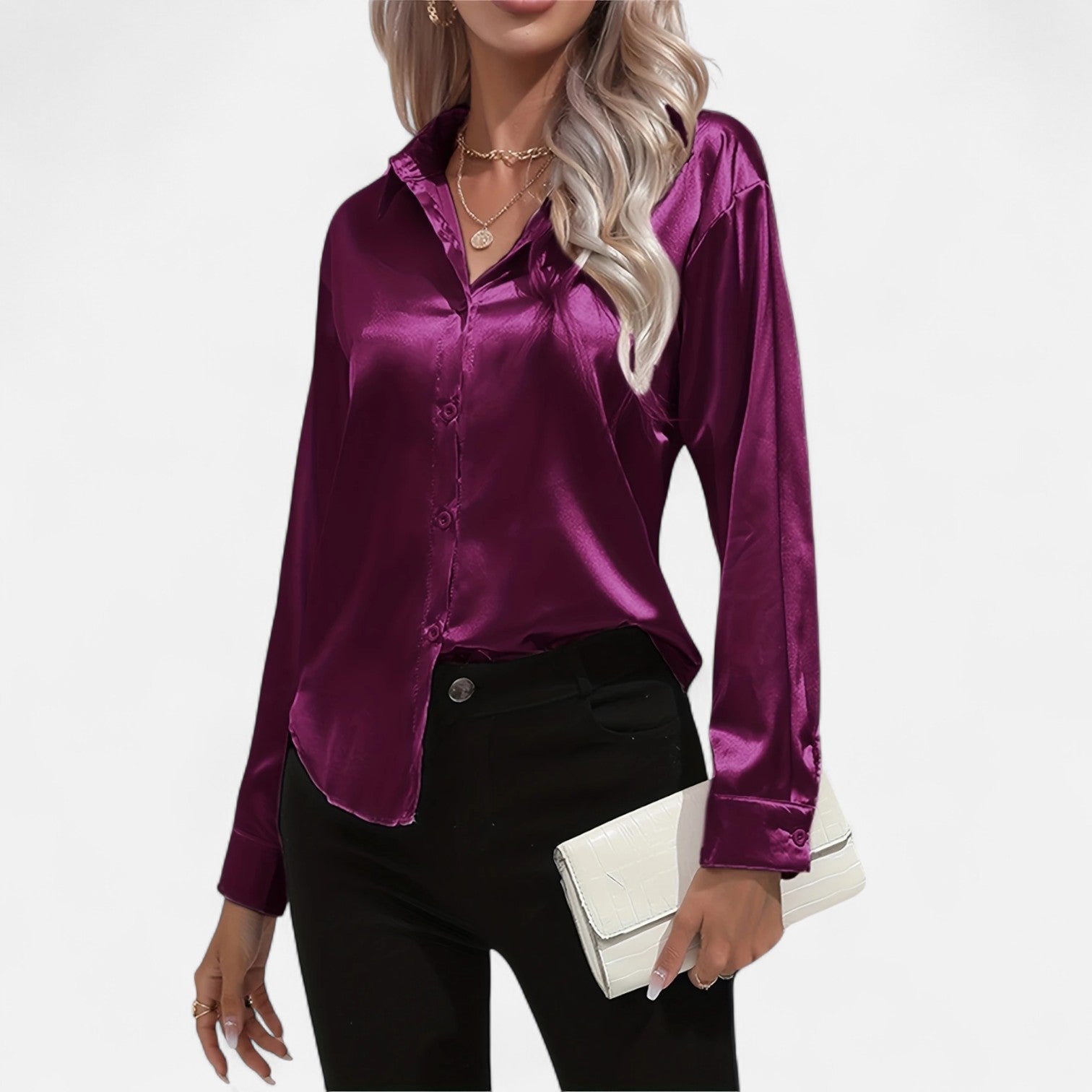 Satin Long Sleeve Blouse