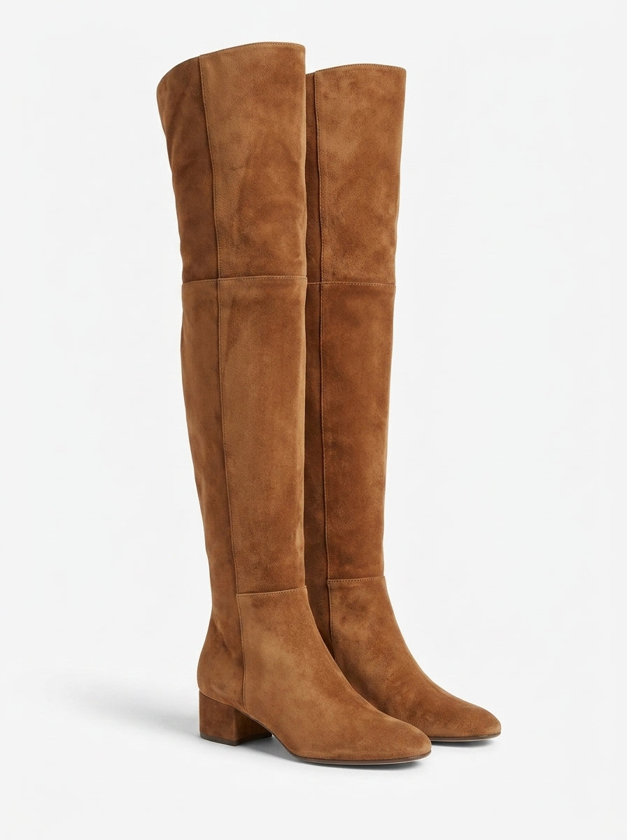 Tan Suede Over-the-Knee Boots