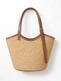 Boho Rattan Shoulder Tote Bag
