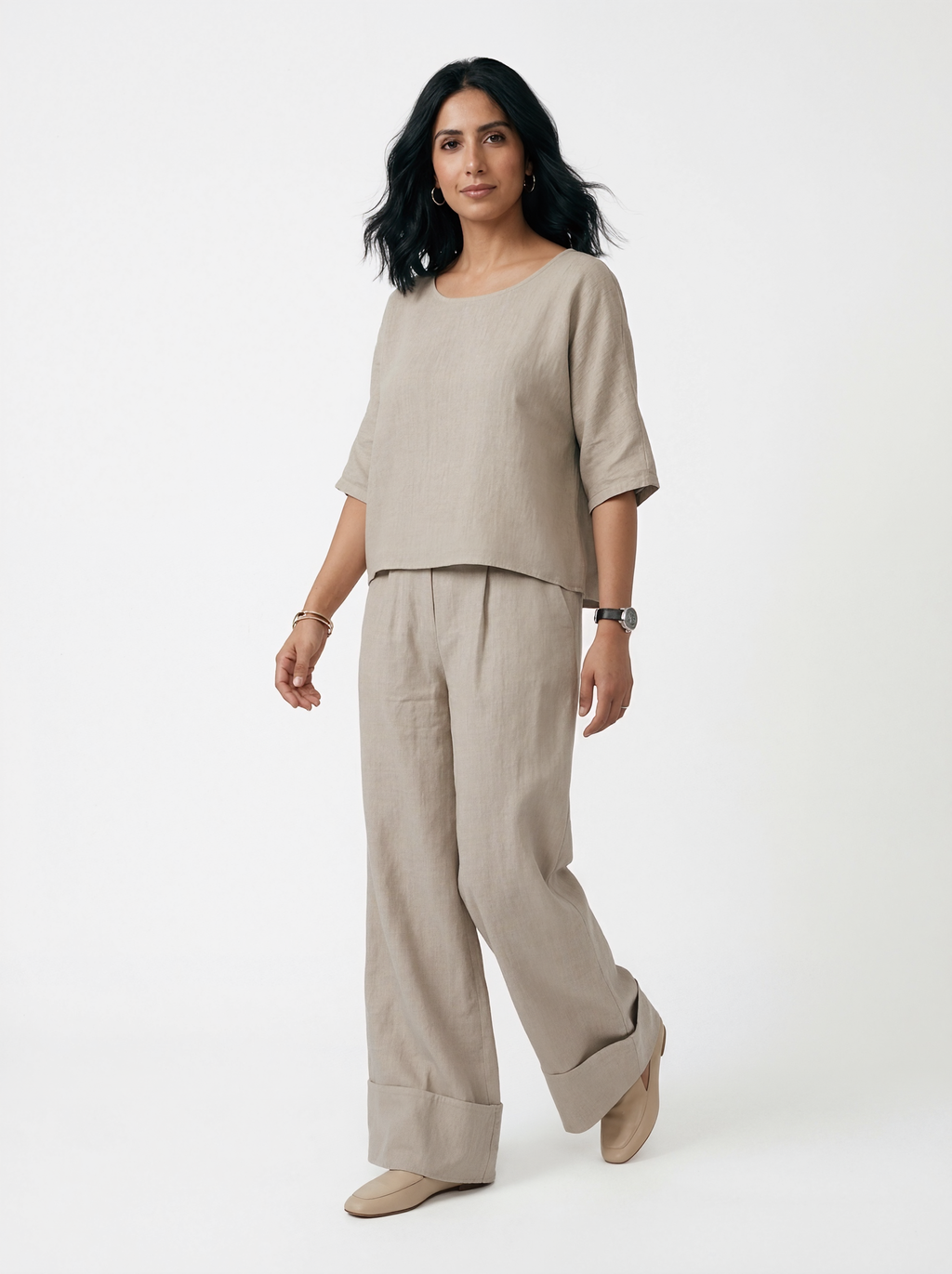 Relaxed Linen Top & Trousers Set