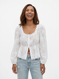 Embroidered Sheer Blouse