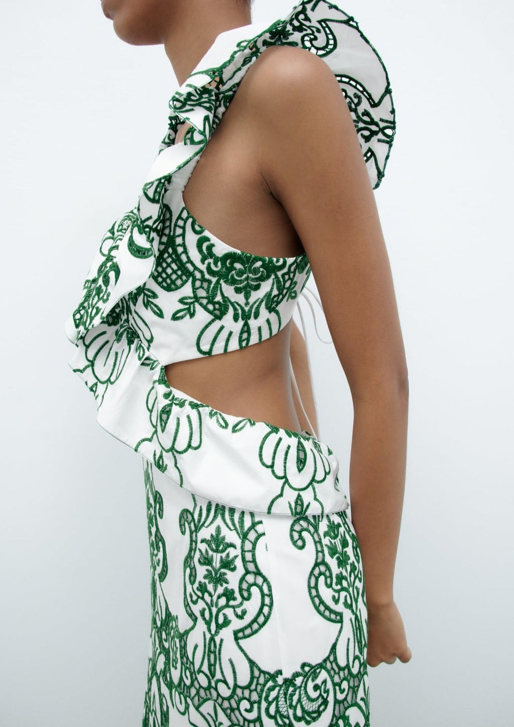 Green Floral Cut Out Maxi Dress