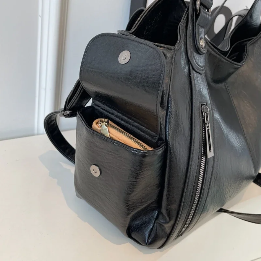 Textured Faux Leather Shoulder Crossbody Bag