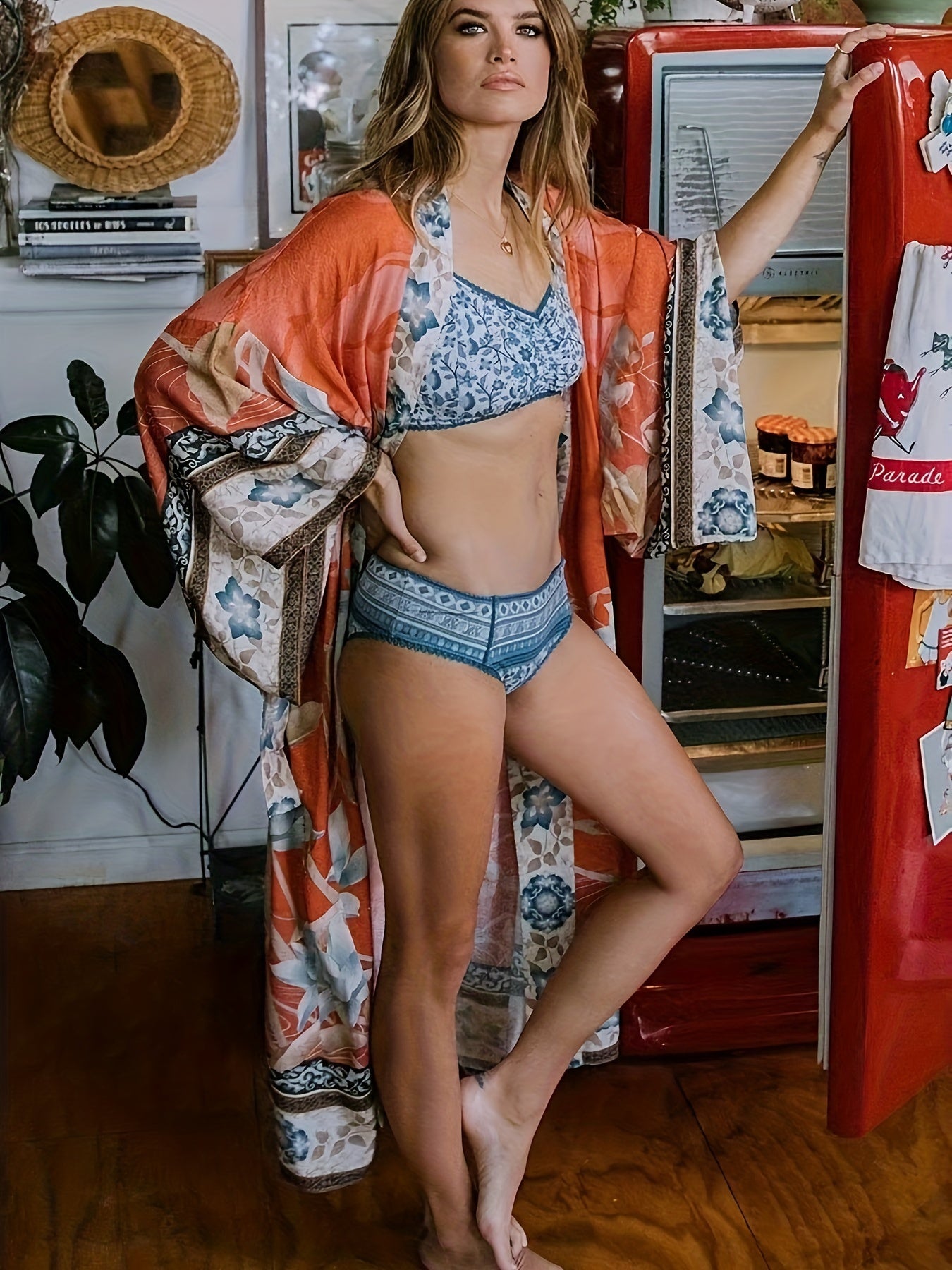 Floral Long Sleeve Maxi Kimono