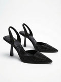 Black Glitter Slingback Heels