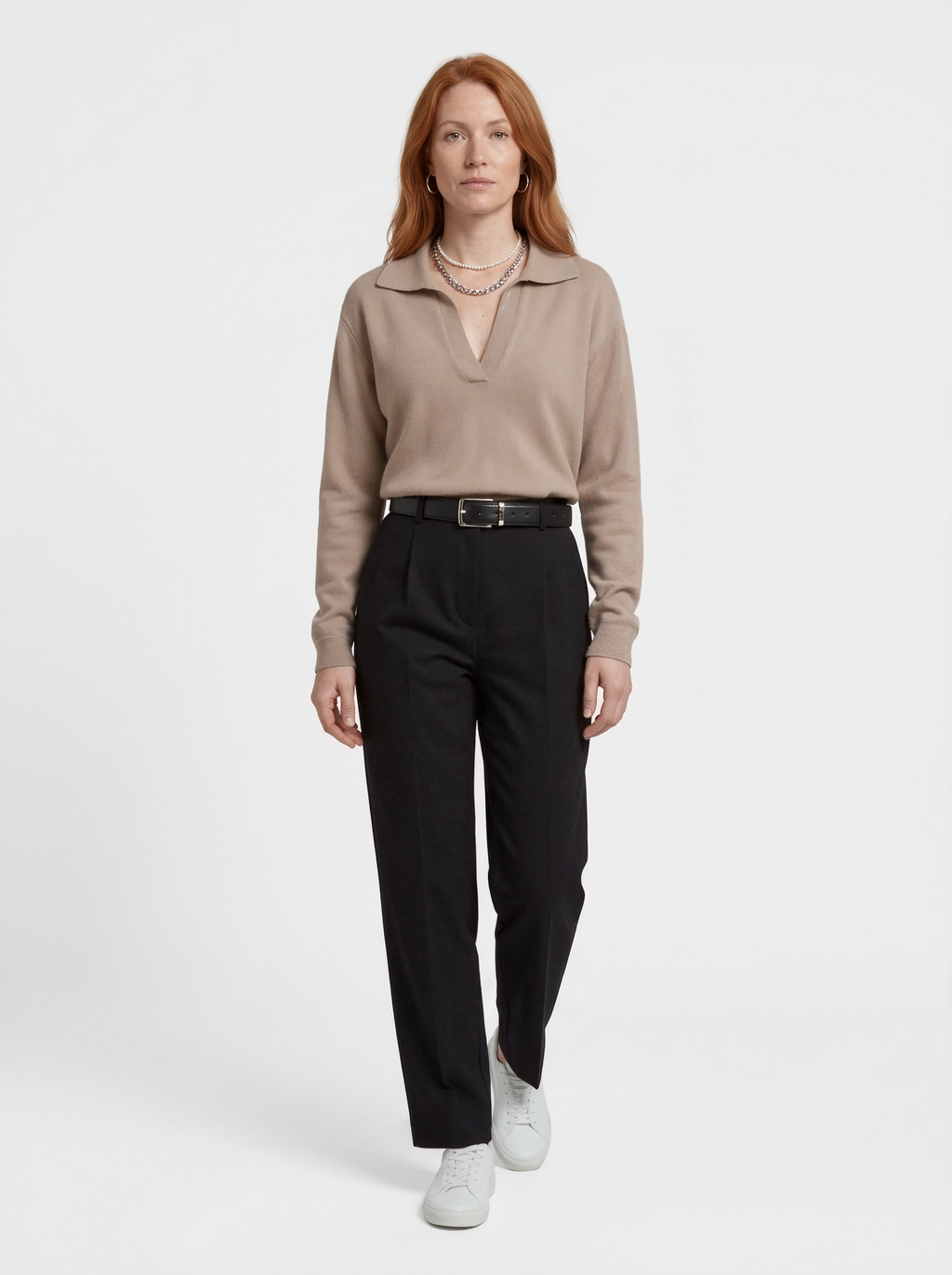 Relaxed Fit Polo Blouse