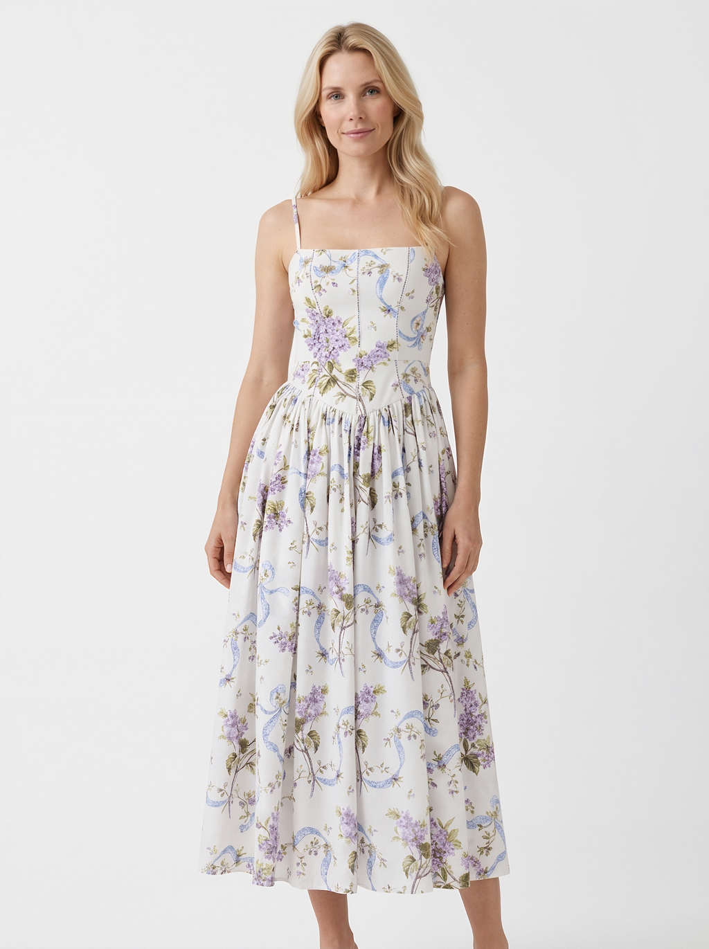 Floral Print Wedding Midi Dress