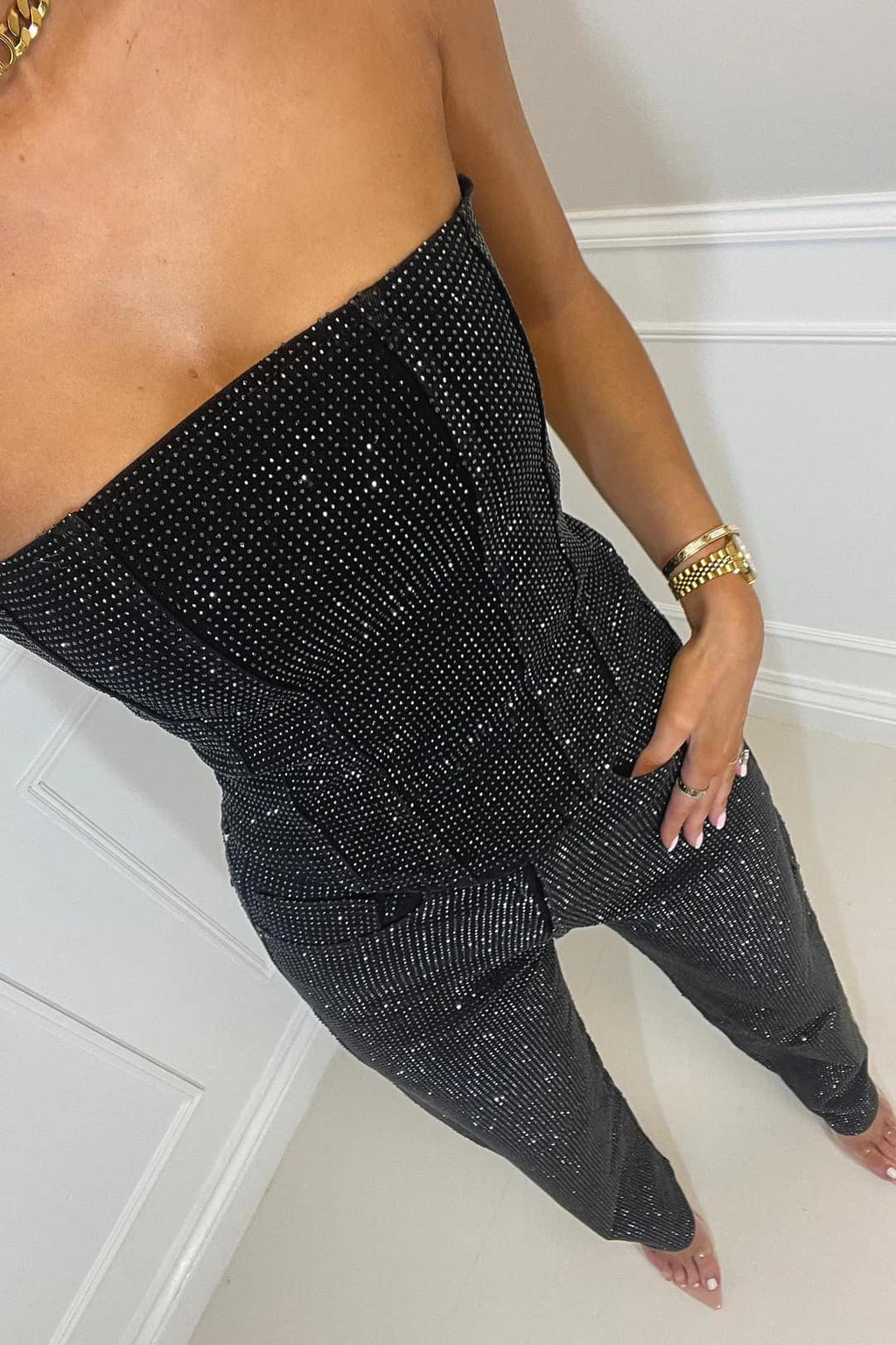 Shimmering Strapless Jumpsuit