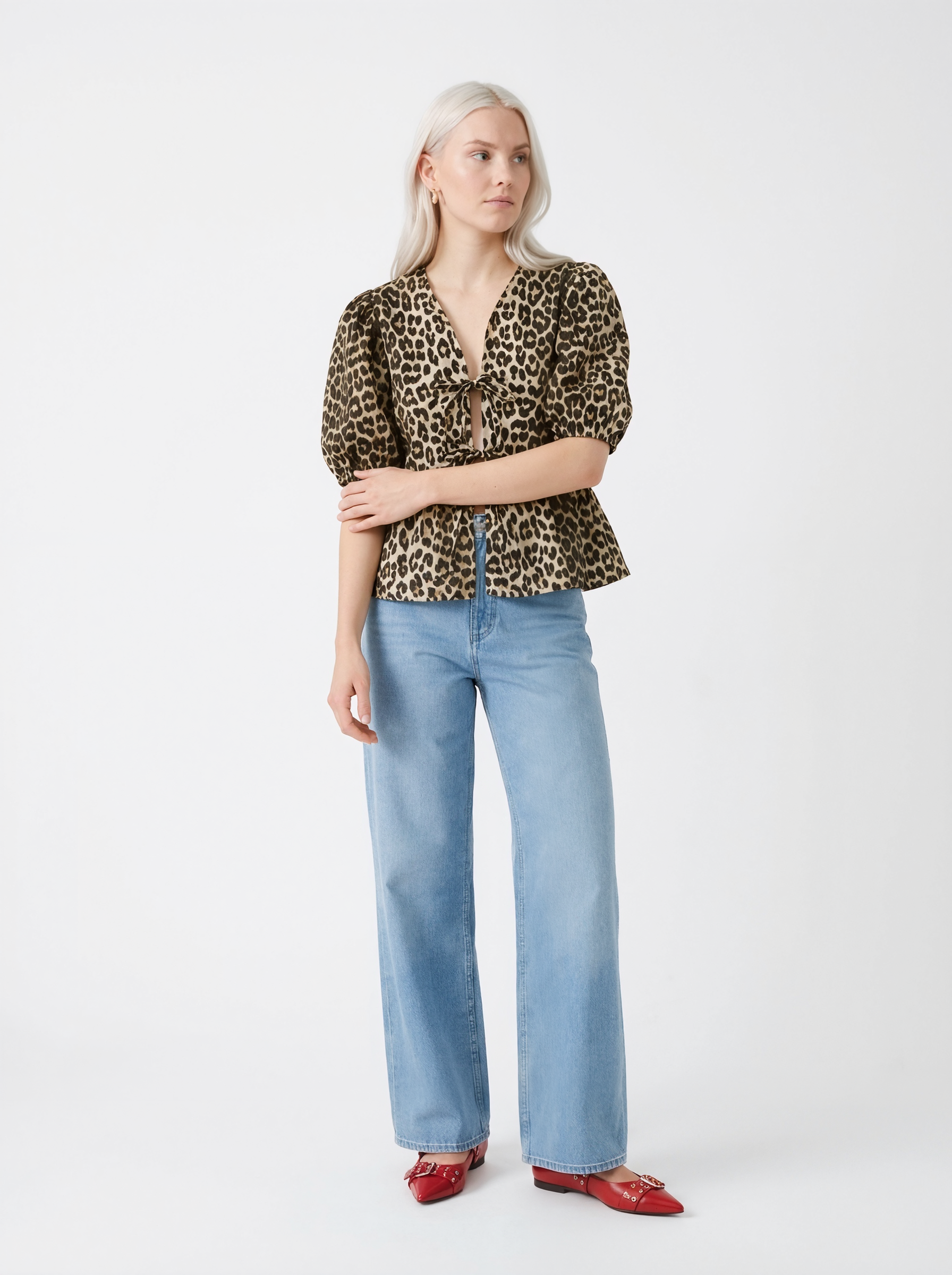 Leopard Print Tie-Front Top