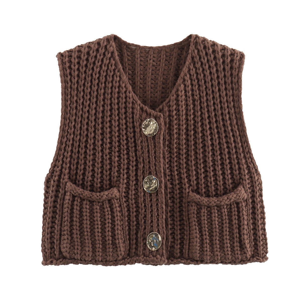 Knit Sleeveless Button Cardigan
