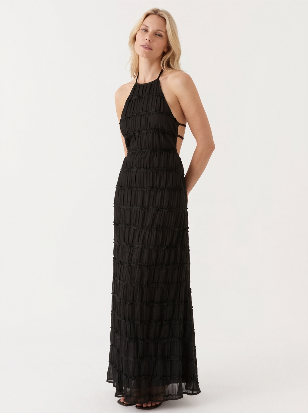 Tiered Halter Maxi Dress
