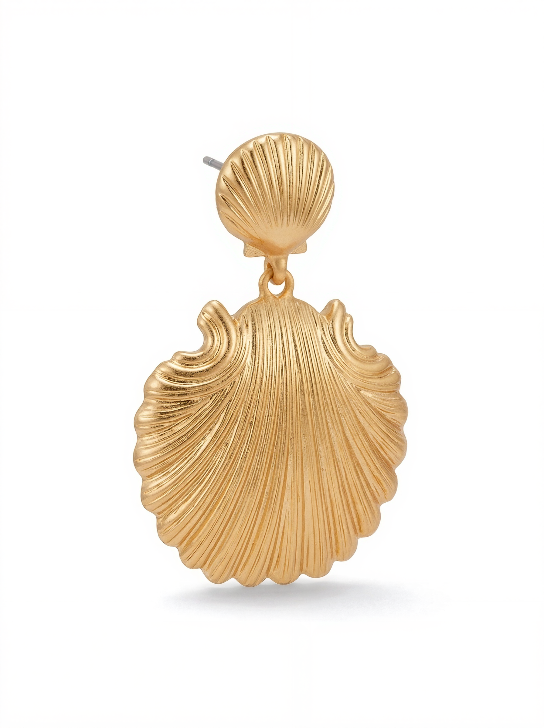 Textured Gold Shell Drop Earrings