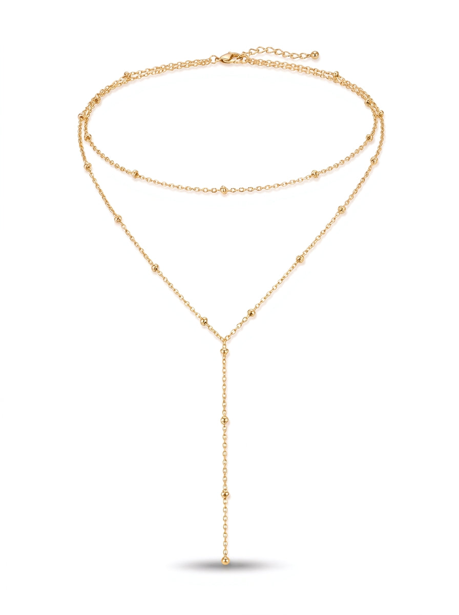 Layered Beaded Gold Necklace