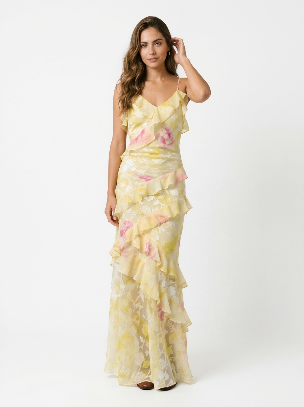 Floral Ruched Maxi Dress