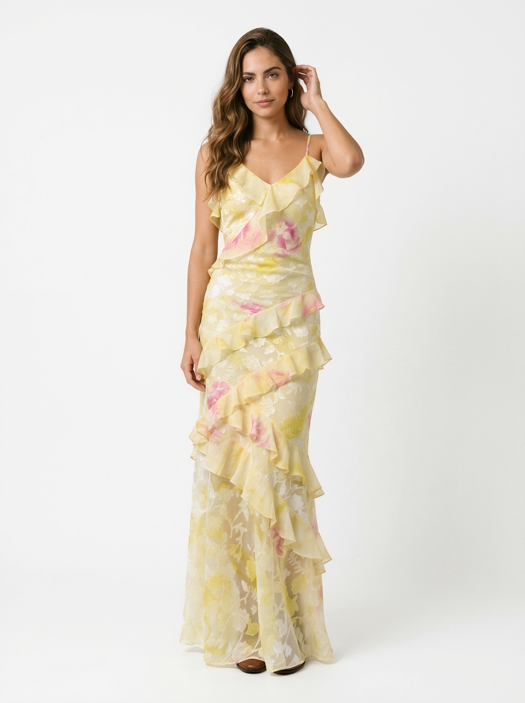 Floral Ruched Maxi Dress