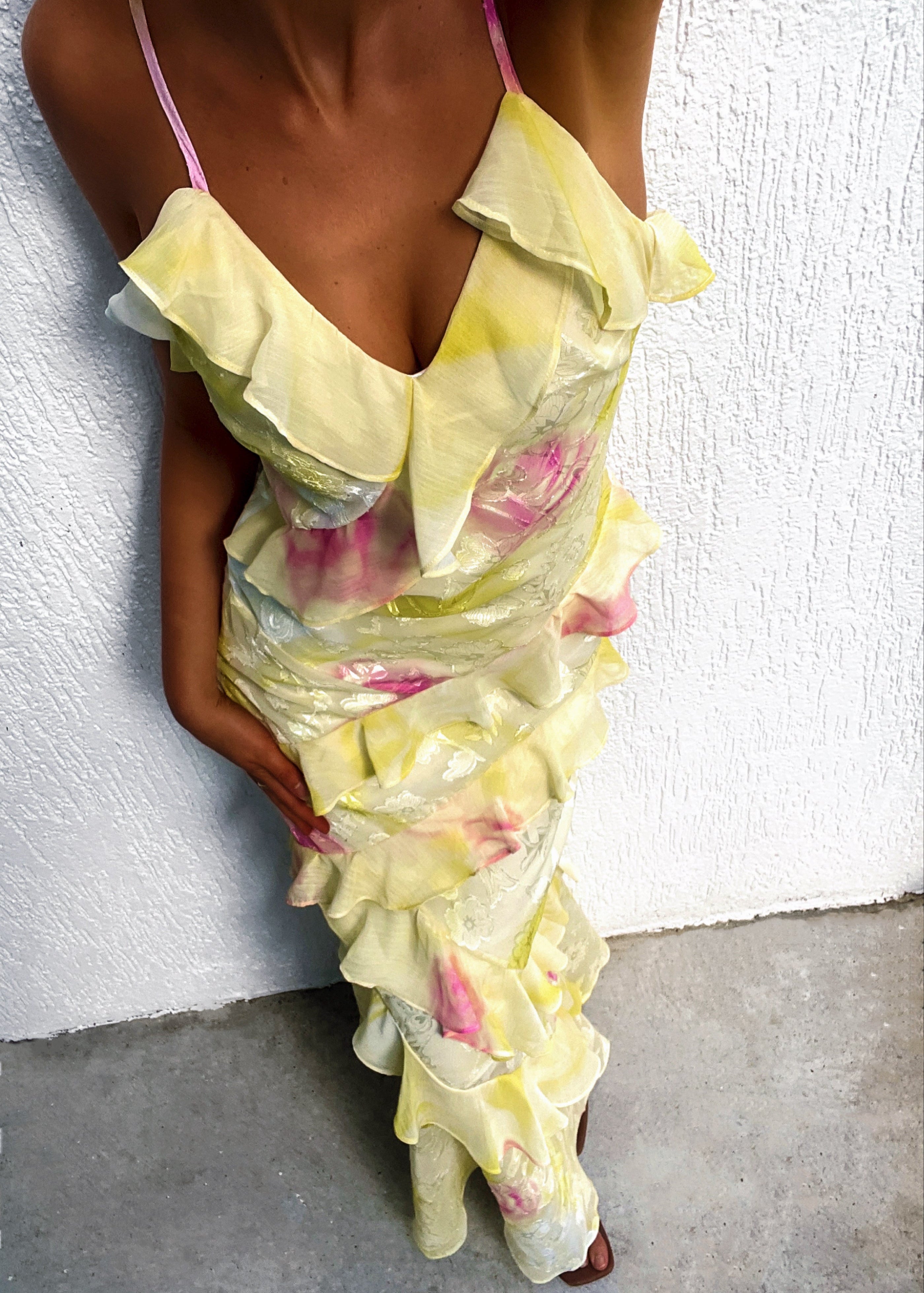 Floral Ruched Maxi Dress