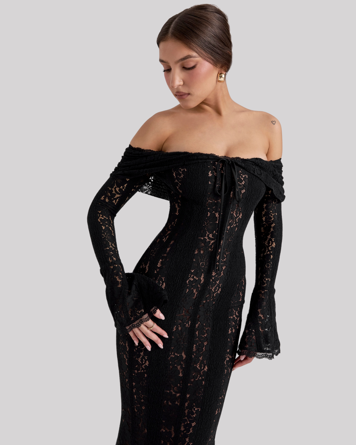 Lace Off Shoulder Maxi Dress