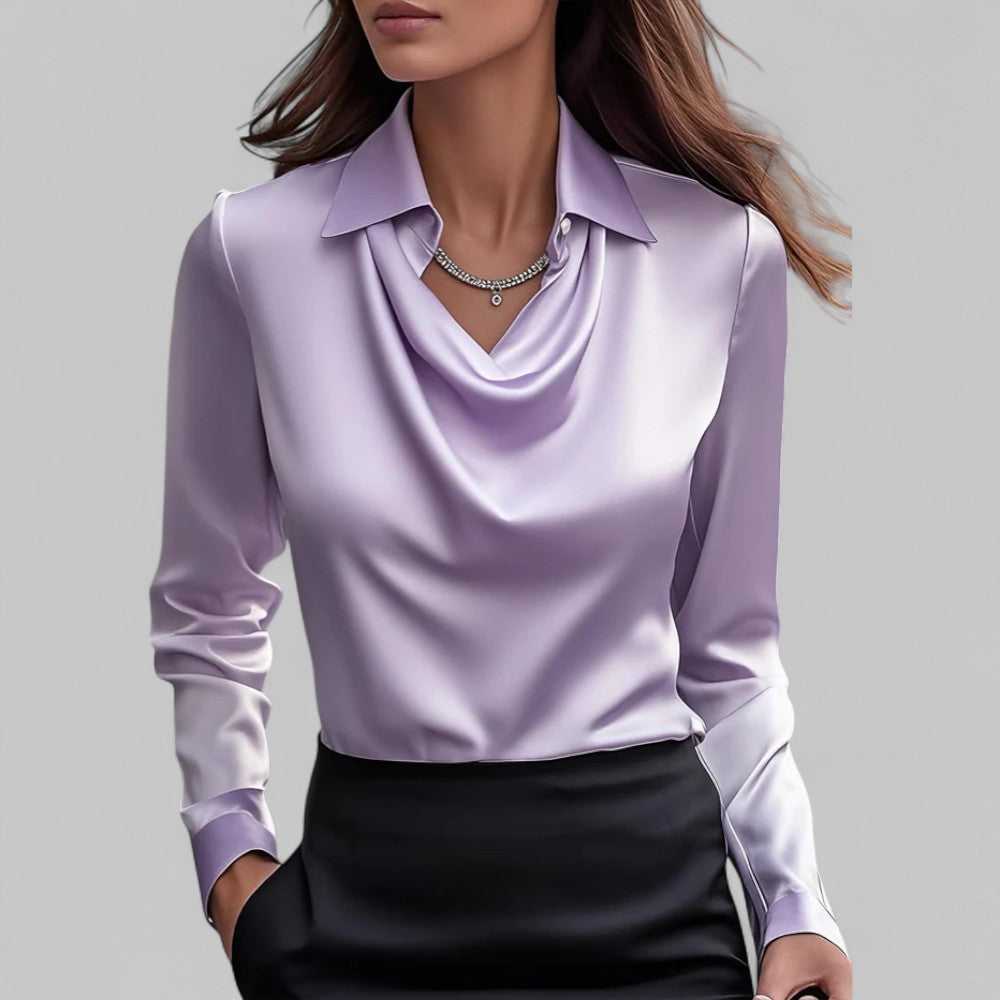 Cowl Neck Long Sleeve Blouse