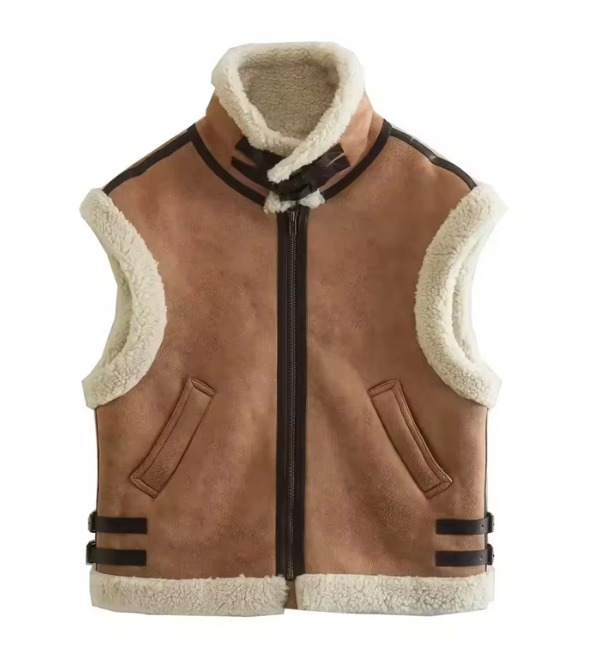 Faux Shearling Vest with Teddy Lining