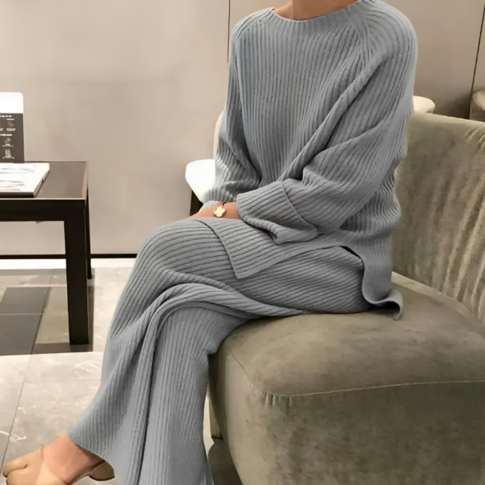 Relaxed Wide Leg Rib Knit Set