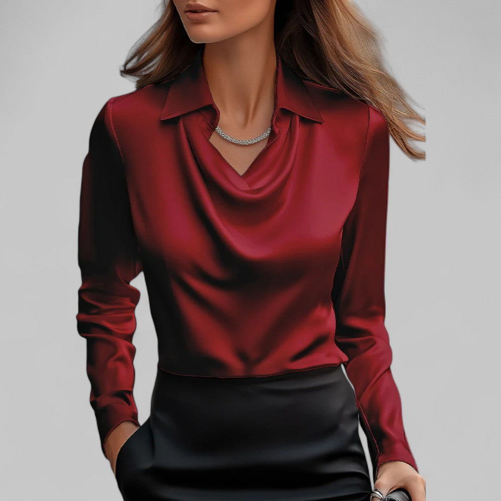 Cowl Neck Long Sleeve Blouse