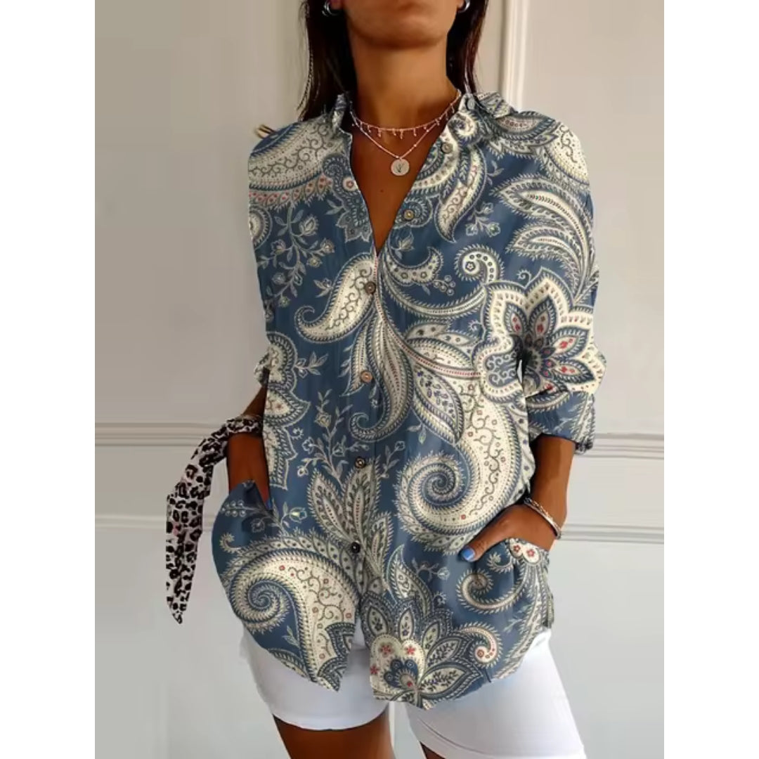 Floral Print Button-Front Blouse