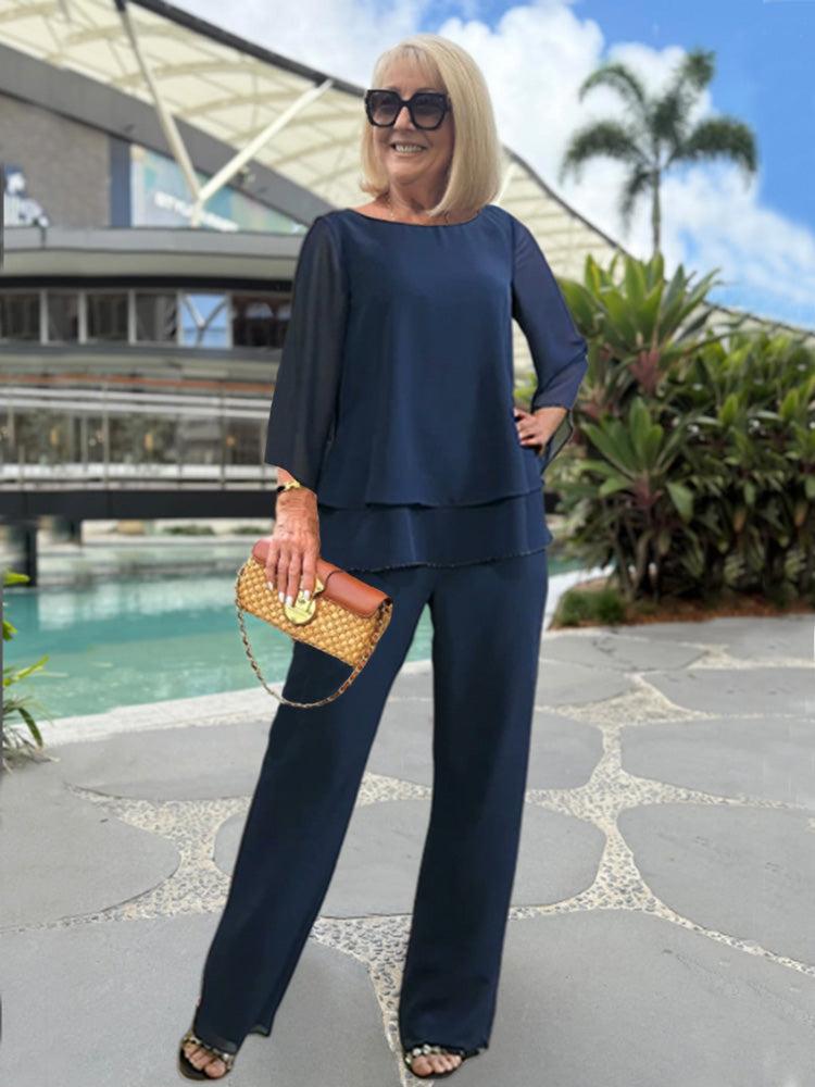 3/4 Sleeve Relaxed Pant Set
