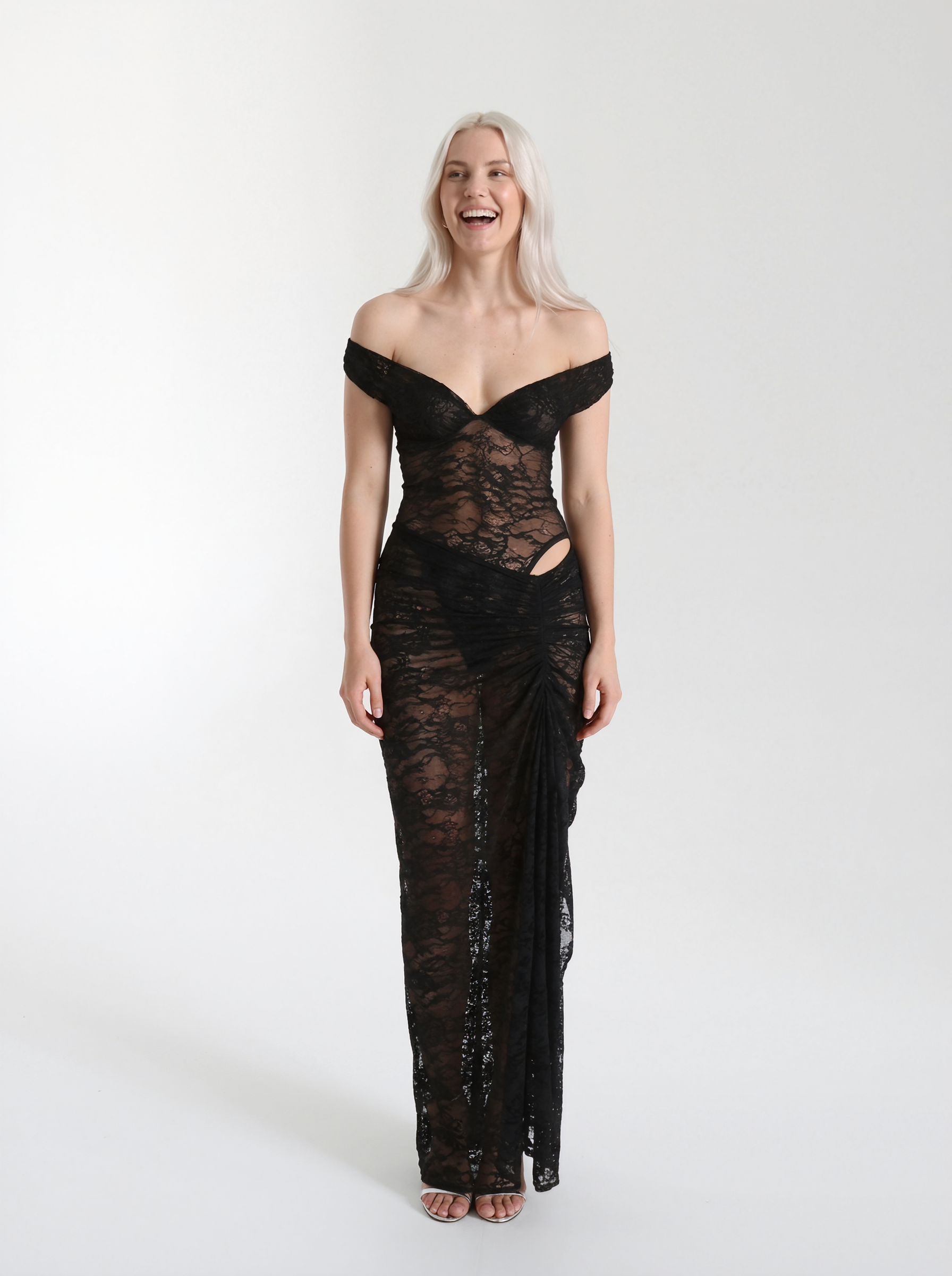 Sheer Lace Midi Dress
