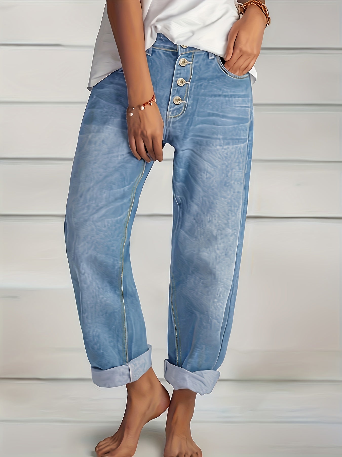 High Waist Straight Leg Jeans